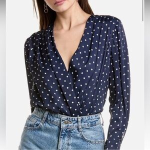 Anthropologie Favorite Daughter Polka Dot Satin Bodysuit